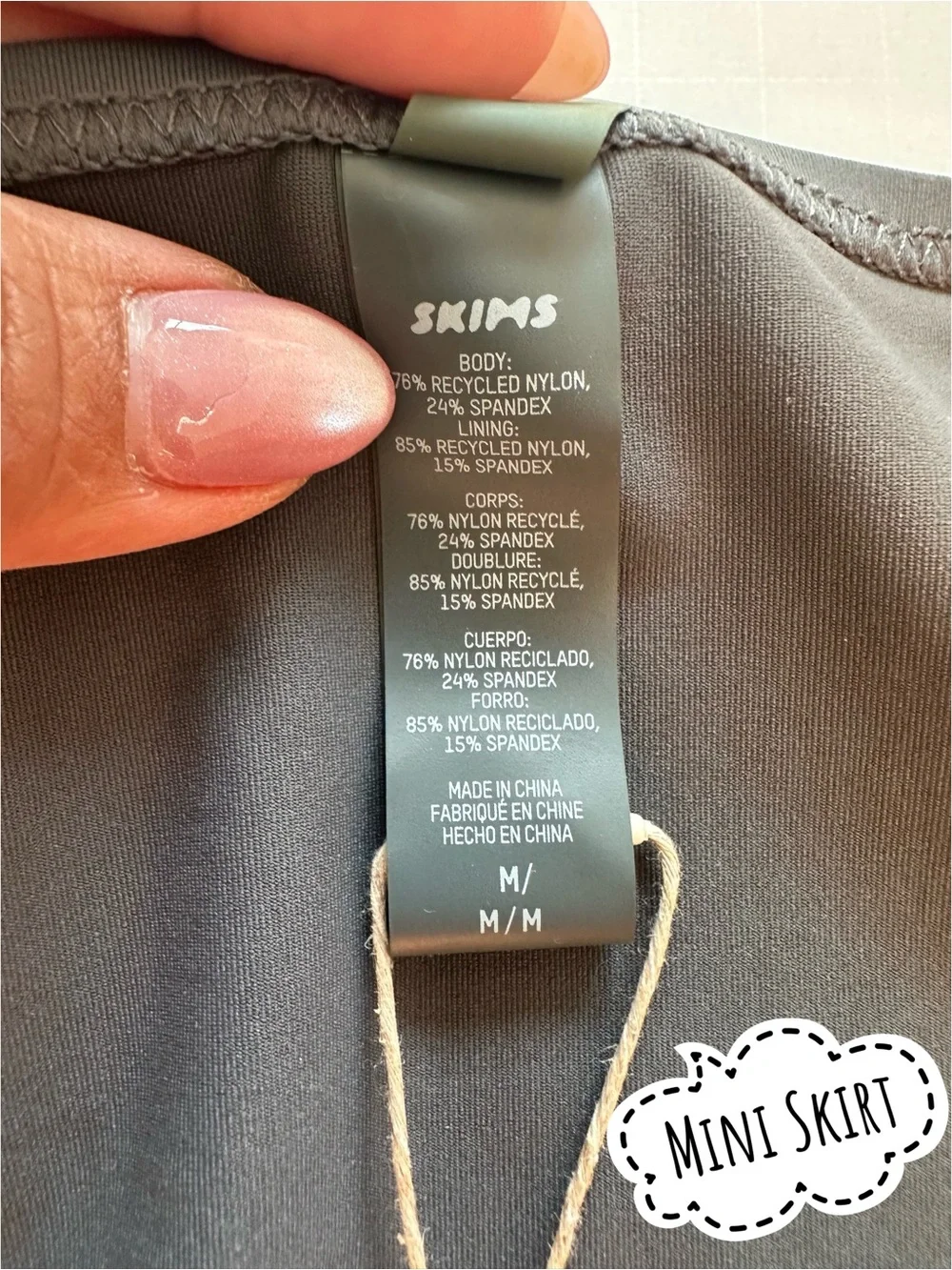 NWT Skims Ruched Mini Skirt in Gunmetal